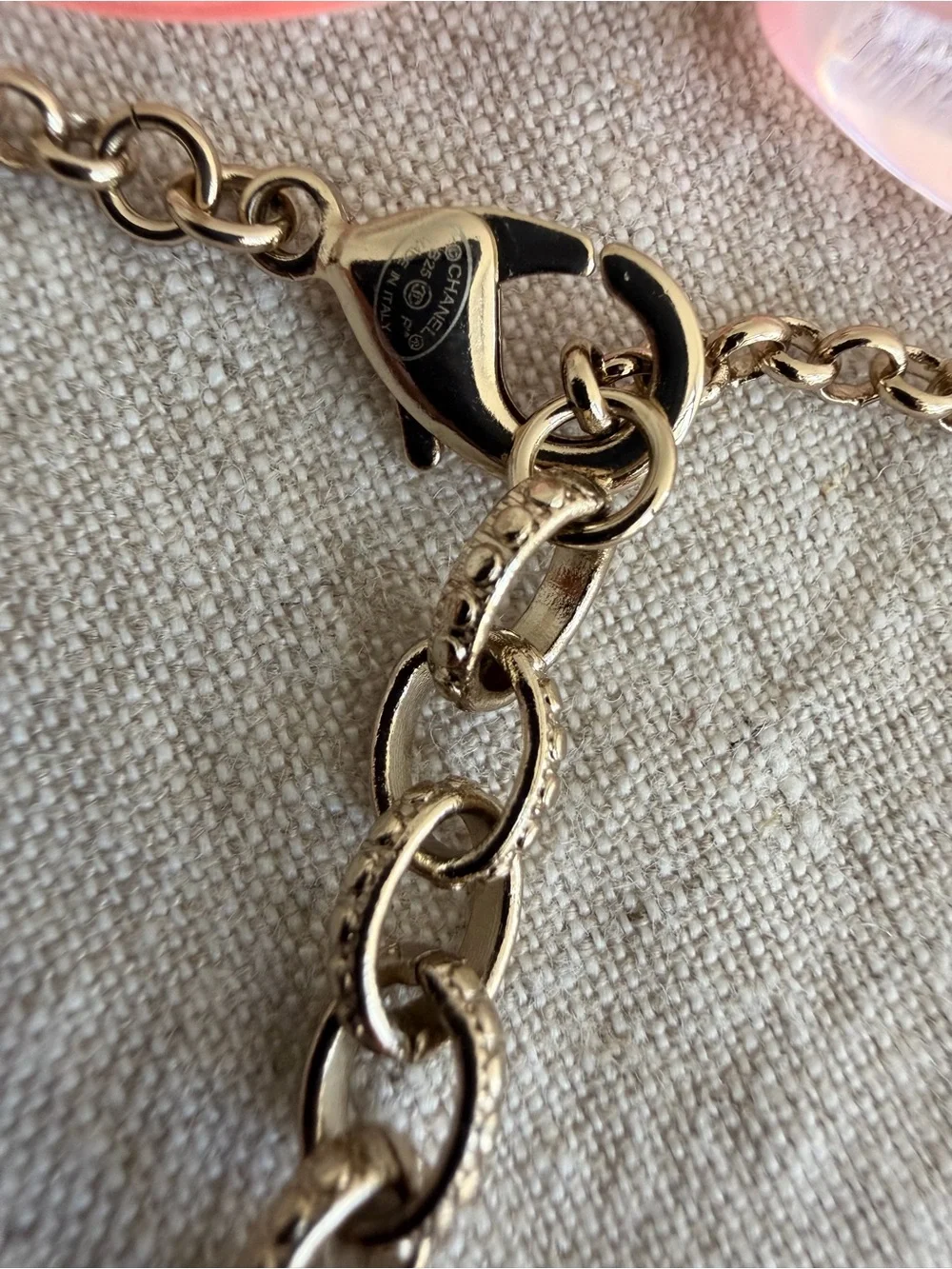 🌸CHANEL Pink Bead Camellia & CC Charm Layered Necklace🌸